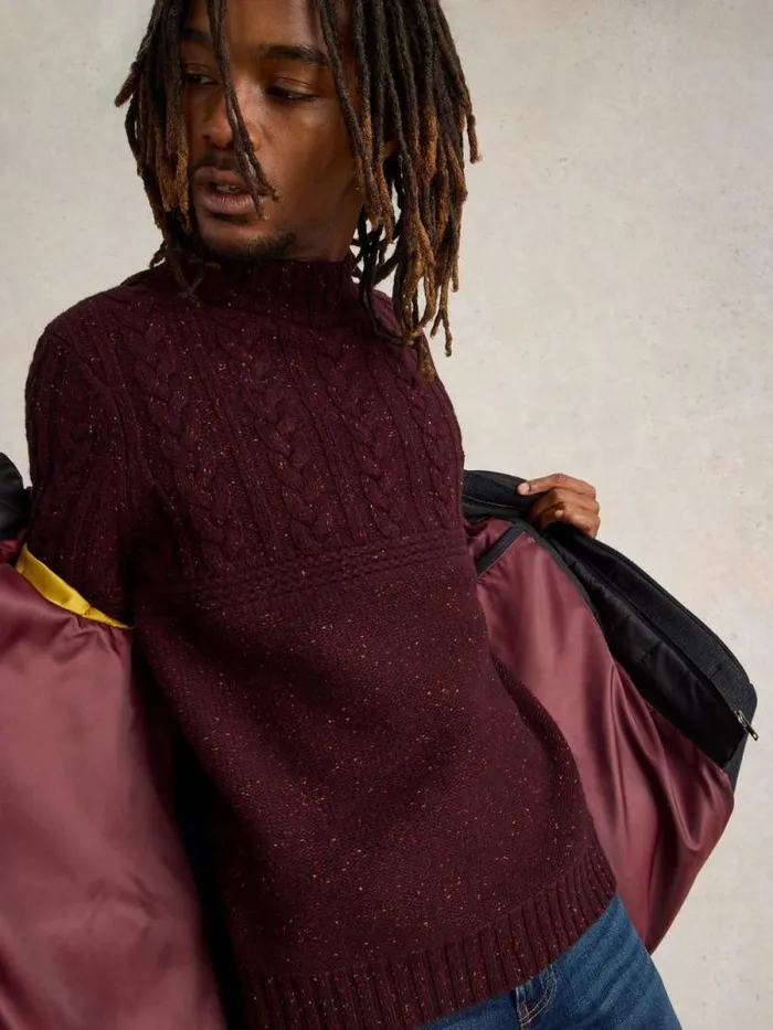 Men Berkley Crew Neck Jumper Plum Multi White Stuff Knitwear