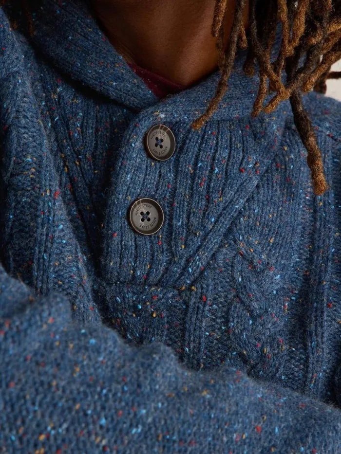 Men Berkley Shawl Wool Neck Jumper Navy Multi White Stuff Knitwear Men Berkley Shawl Wool Neck Jumper Navy Multi White Stuff Knitwear