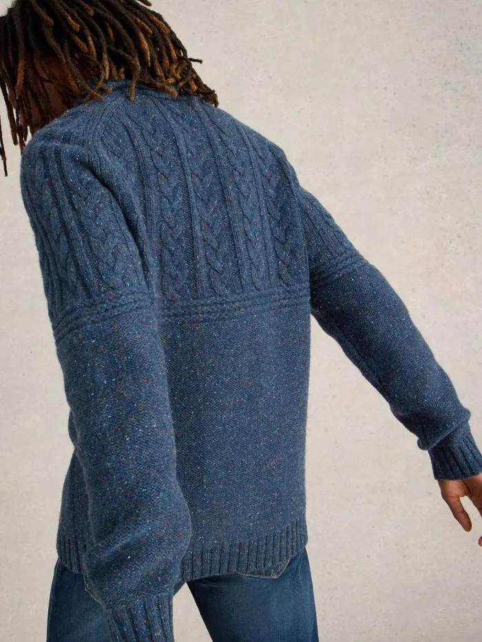 Men Berkley Shawl Wool Neck Jumper Navy Multi White Stuff Knitwear Men Berkley Shawl Wool Neck Jumper Navy Multi White Stuff Knitwear