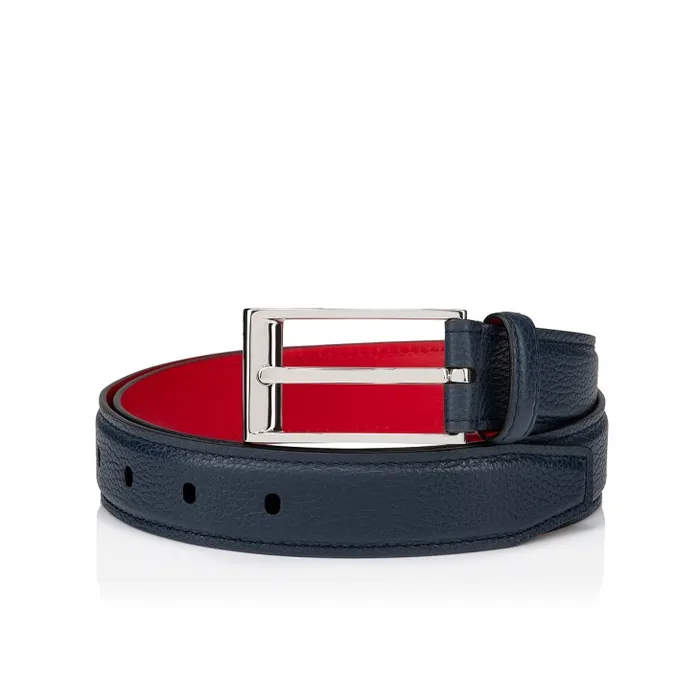 Men Bizzbelt Belt 8211 Grained Calf Leather 8211 Navy Christian Louboutin Belts