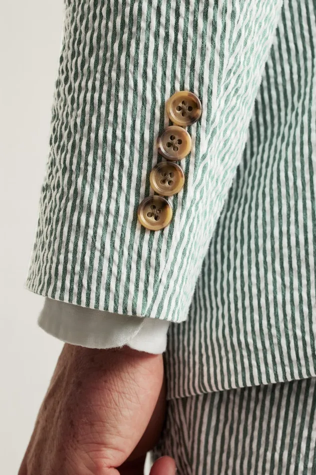Men Bonobos Blazers and Sport Coats Jetsetter Italian Seersucker Blazer Olive And White Stripe
