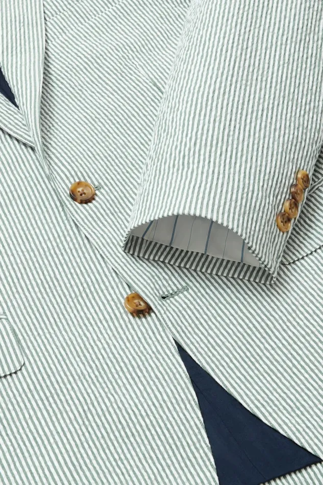 Men Bonobos Blazers and Sport Coats Jetsetter Italian Seersucker Blazer Olive And White Stripe