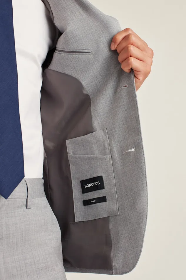 Men Bonobos Blazers and Sport Coats Jetsetter Stretch Wool Suit Jacket Light Grey