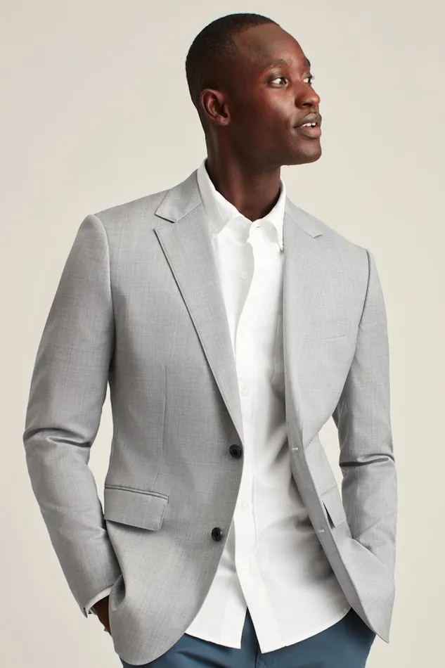 Men Bonobos Blazers and Sport Coats Jetsetter Stretch Wool Suit Jacket Light Grey