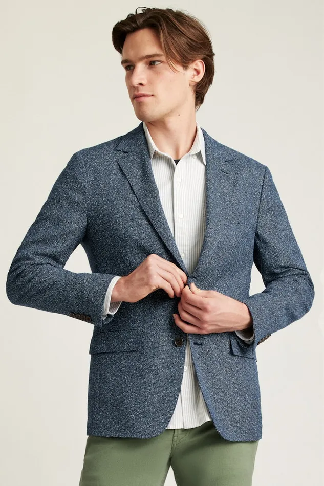 Men Bonobos Blazers and Sport Coats Jetsetter Unconstructed Italian Blazer Navy Donegal
