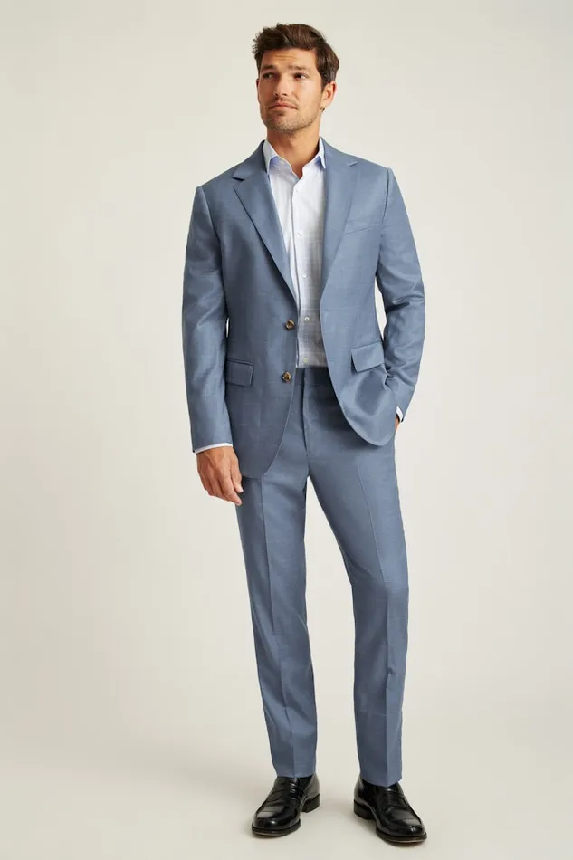 Men Bonobos Blazers and Sport Coats Jetsetter Wool Blazer Blue White Deco Check