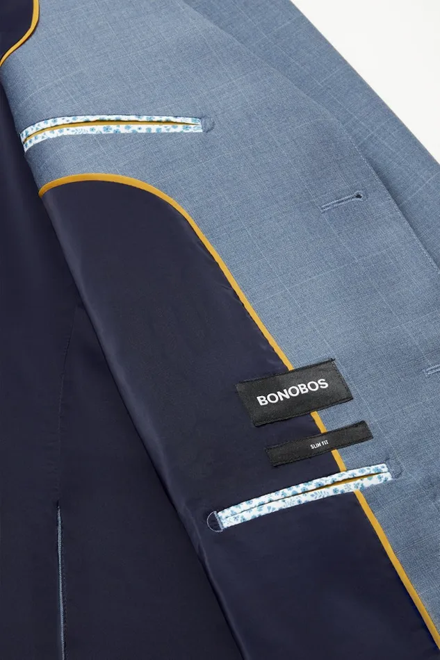 Men Bonobos Blazers and Sport Coats Jetsetter Wool Blazer Blue White Deco Check