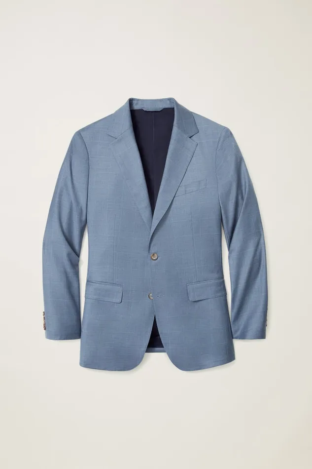 Men Bonobos Blazers and Sport Coats Jetsetter Wool Blazer Blue White Deco Check