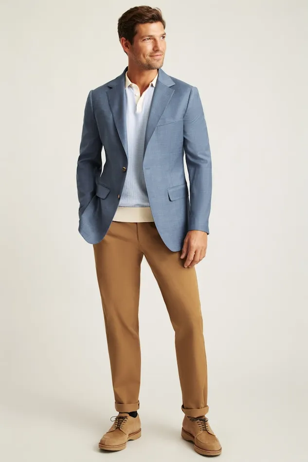 Men Bonobos Blazers and Sport Coats Jetsetter Wool Blazer Blue White Deco Check
