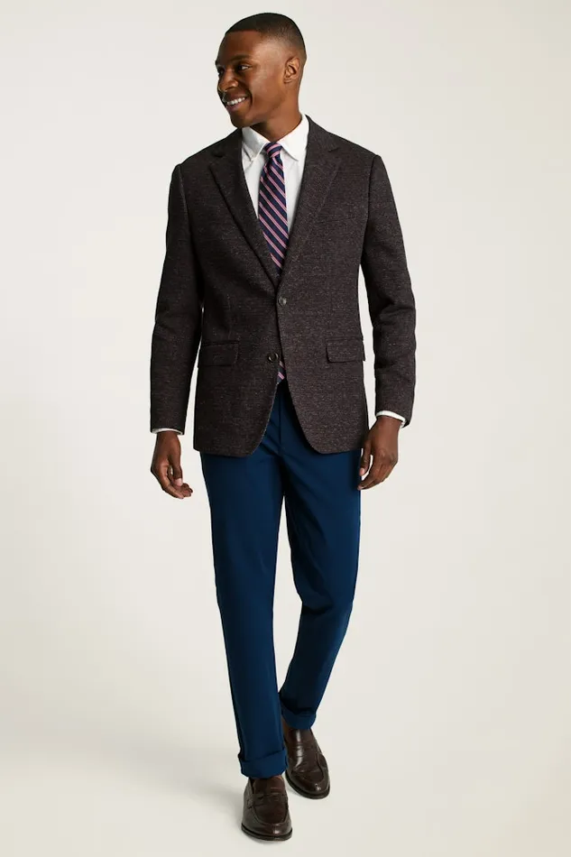Men Bonobos Blazers and Sport Coats Knit Blazer Burgundy Houndstooth