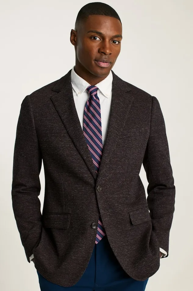 Men Bonobos Blazers and Sport Coats Knit Blazer Burgundy Houndstooth Men Bonobos Blazers and Sport Coats Knit Blazer Burgundy Houndstooth