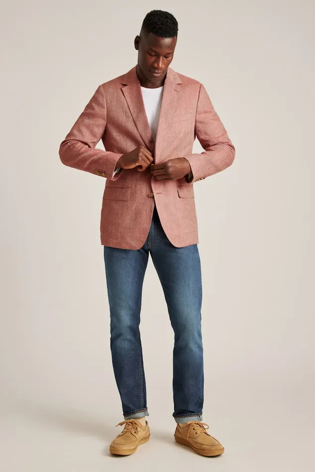 Men Bonobos Blazers and Sport Coats Unconstructed Italian Blazer Red Herringbone