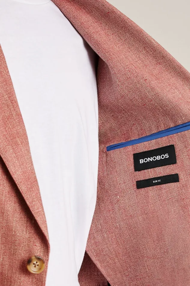 Men Bonobos Blazers and Sport Coats Unconstructed Italian Blazer Red Herringbone