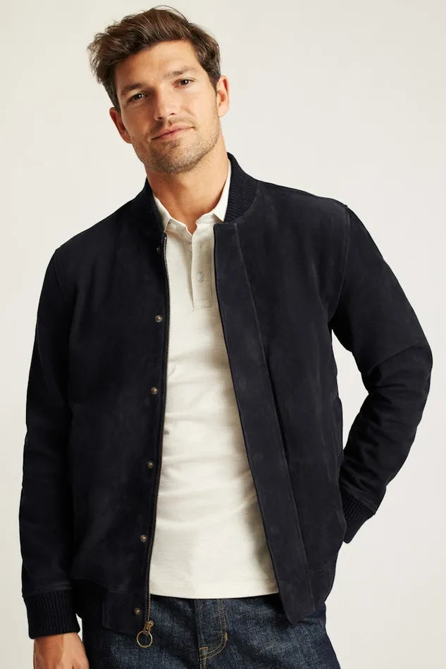 Men Bonobos Bombers The Suede Bomber Jacket Navy Men Bonobos Bombers The Suede Bomber Jacket Navy
