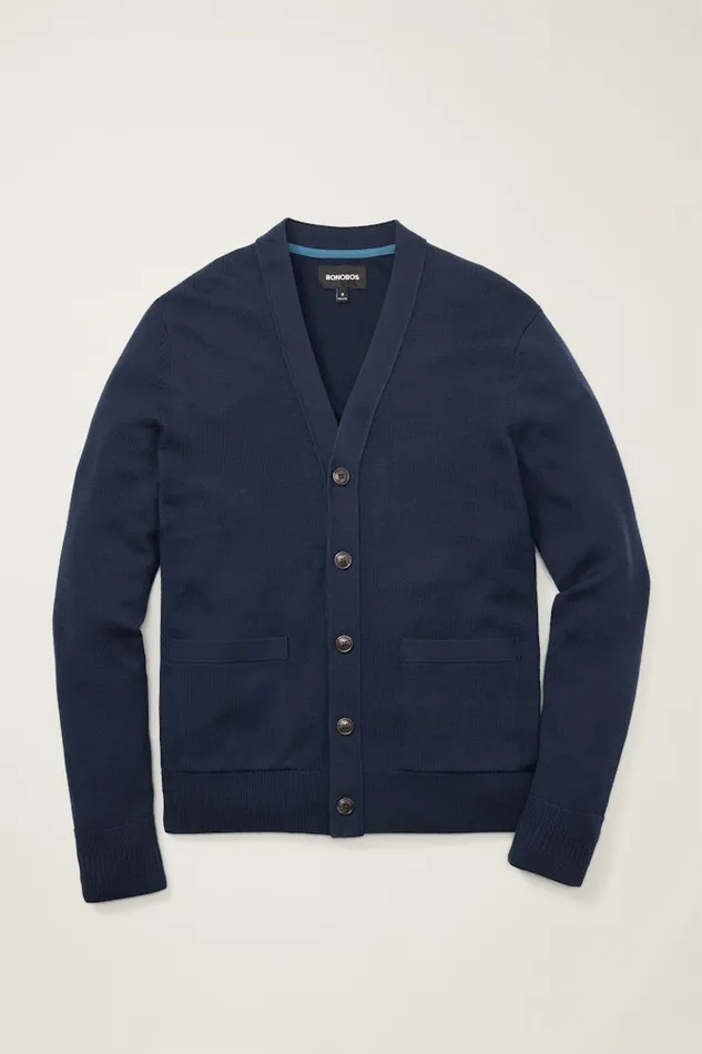 Men Bonobos Cardigan Sweaters Washable Merino Cardigan Navy Blue Men Bonobos Cardigan Sweaters Washable Merino Cardigan Navy Blue