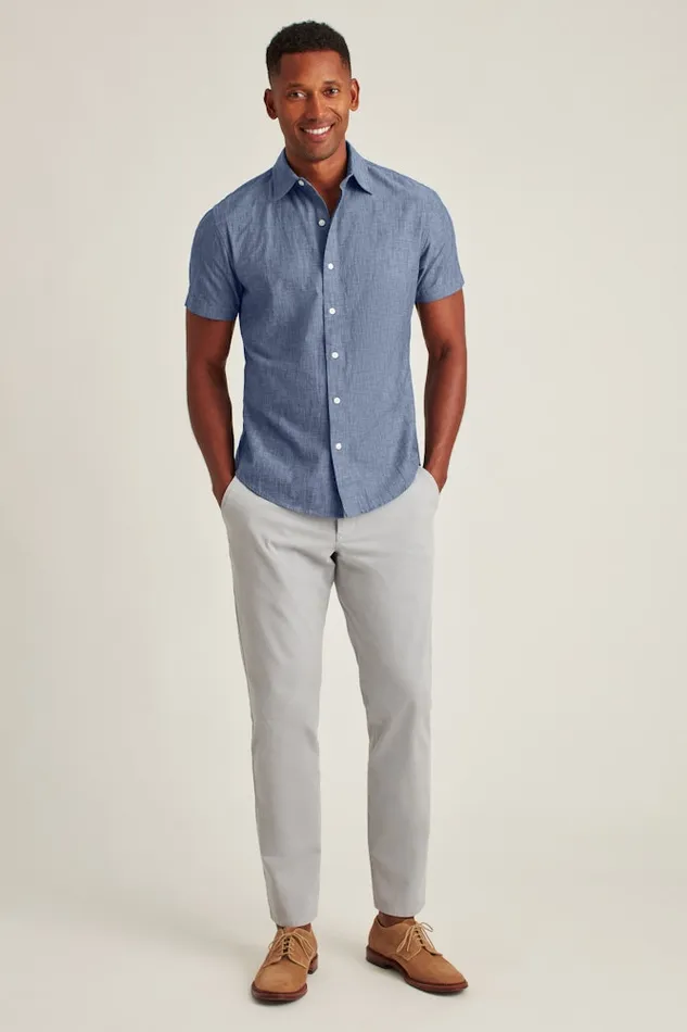 Men Bonobos Casual Shirts Button Up Your Style With Bonobos039 Riviera Short Sleeve Shirt Dark Wash Chambray