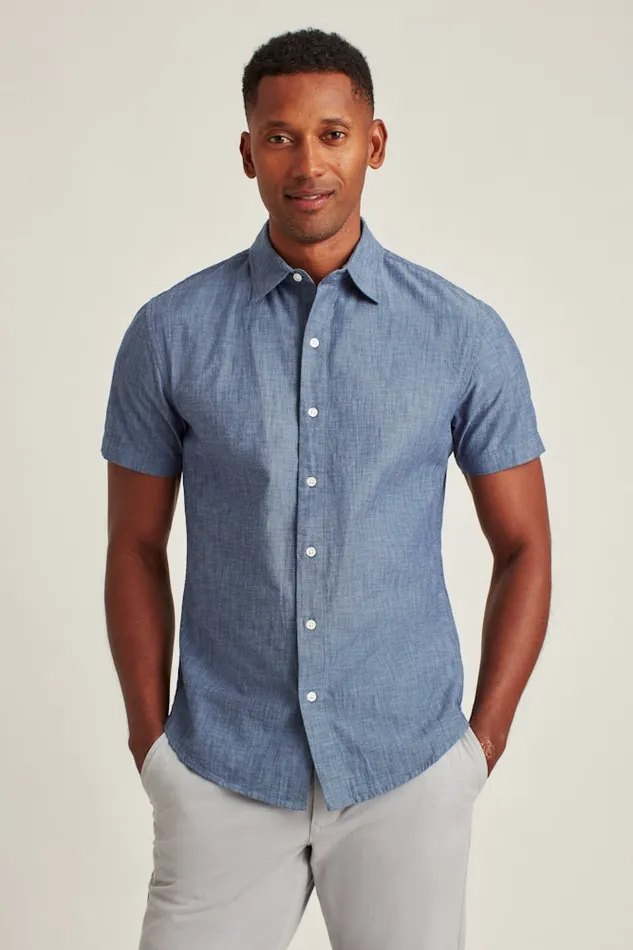 Men Bonobos Casual Shirts Button Up Your Style With Bonobos039 Riviera Short Sleeve Shirt Dark Wash Chambray