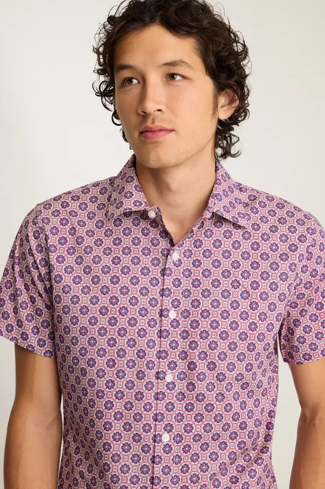 Men Bonobos Casual Shirts Button Up Your Style With Bonobos039 Riviera Short Sleeve Shirt Navy Pink Tile Geo