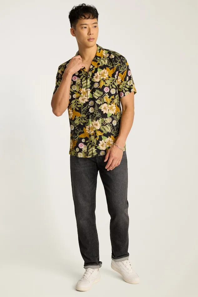Men Bonobos Casual Shirts Riviera Silk Blend Cabana Shirt Enchanted Floral