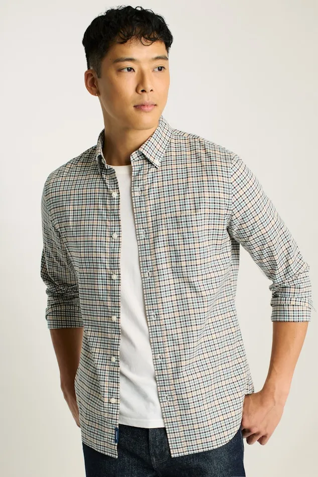 Men Bonobos Casual Shirts Stretch Everyday Shirt Bonobos Cotton Button Down Shirt Khaki Check