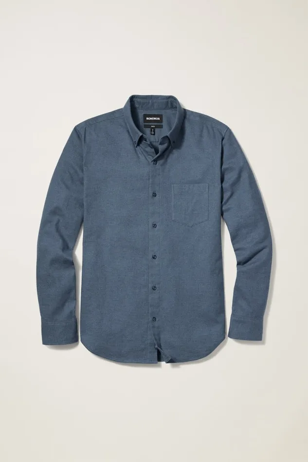 Men Bonobos Casual Shirts Stretch Lightweight Flannel Shirt Dark Navy Houndstooth