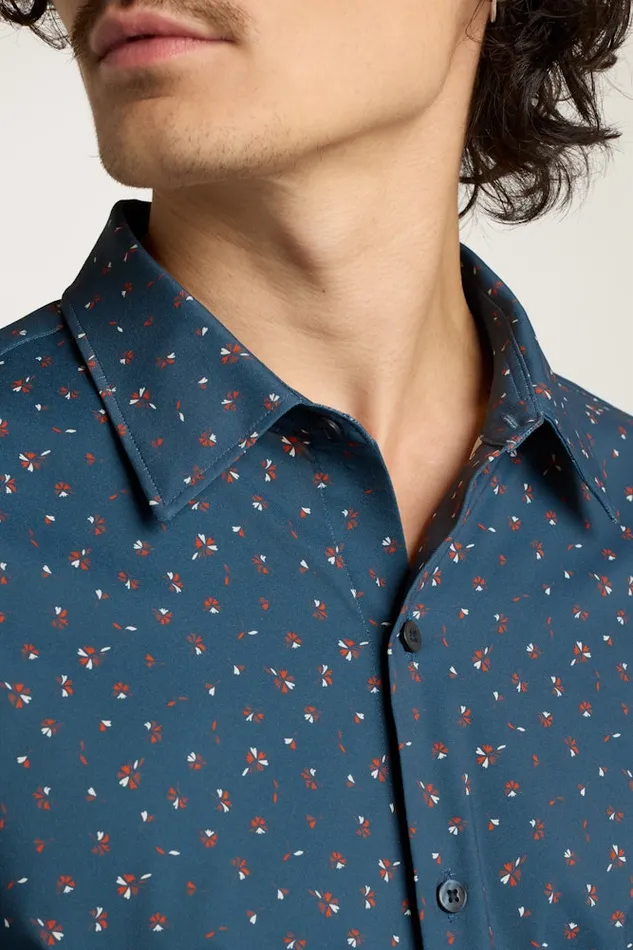 Men Bonobos Casual Shirts Tech Button Down Shirt Blue Sea Floral