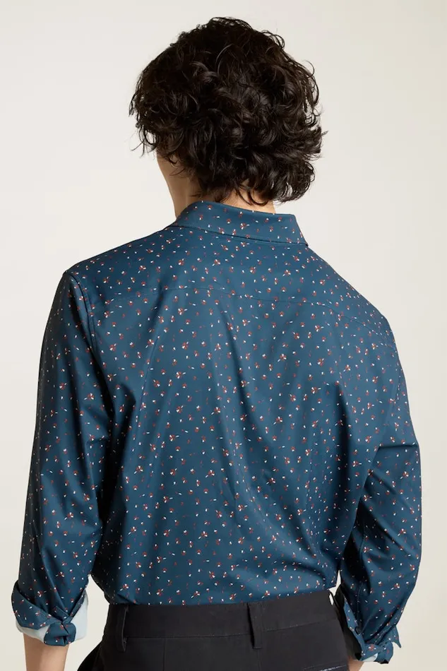 Men Bonobos Casual Shirts Tech Button Down Shirt Blue Sea Floral