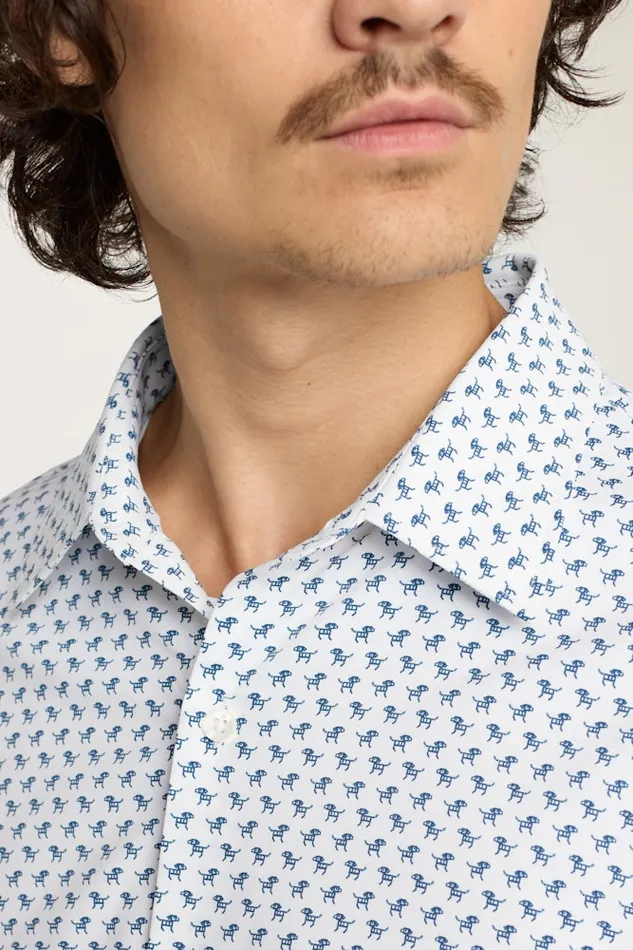Men Bonobos Casual Shirts Tech Button Down Shirt White Robo Dog
