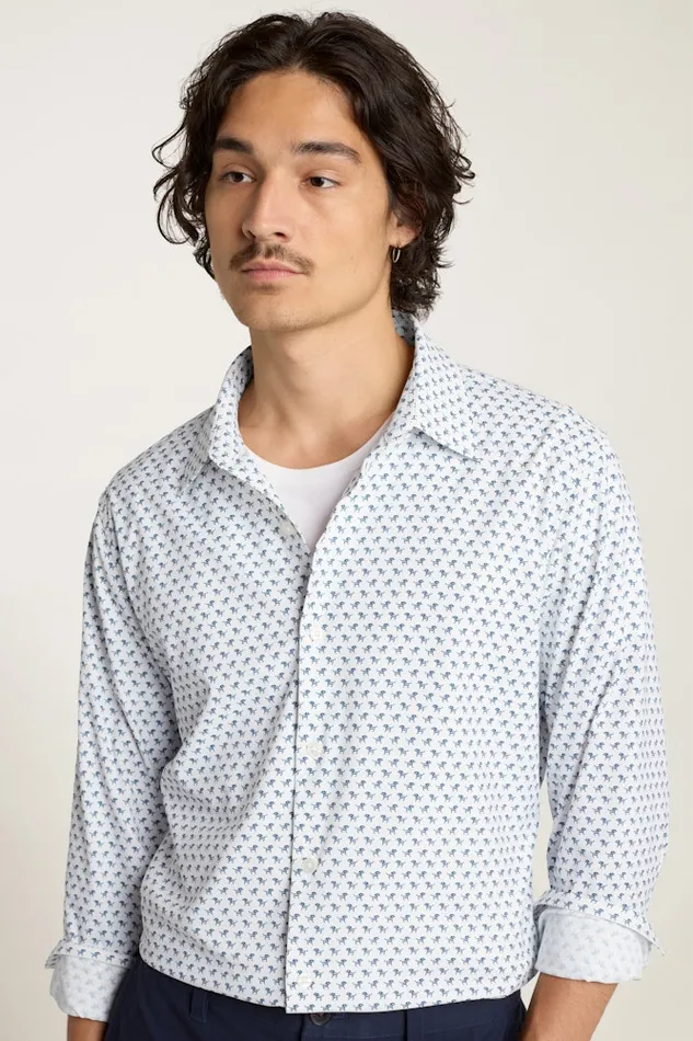 Men Bonobos Casual Shirts Tech Button Down Shirt White Robo Dog