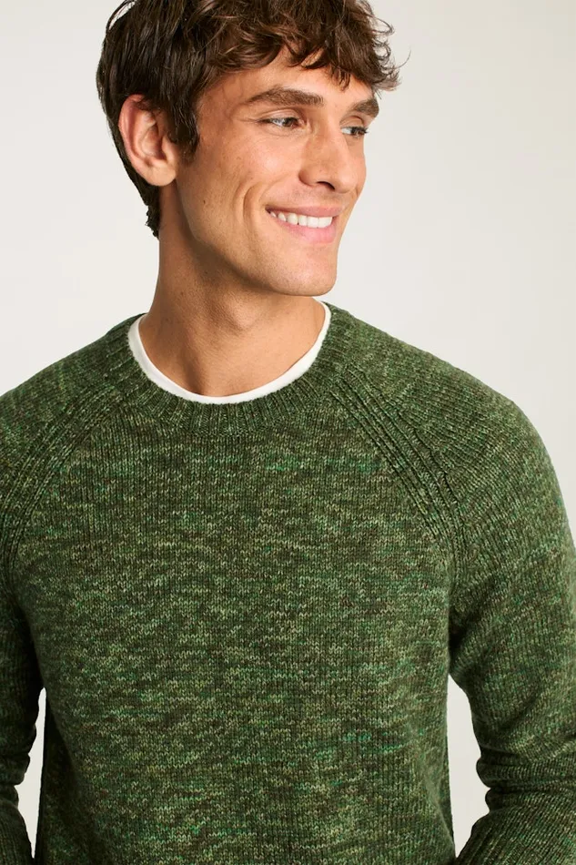 Men Bonobos Crew and VNeck Sweaters Marled Raglan Crew Neck Sweater Green Marl