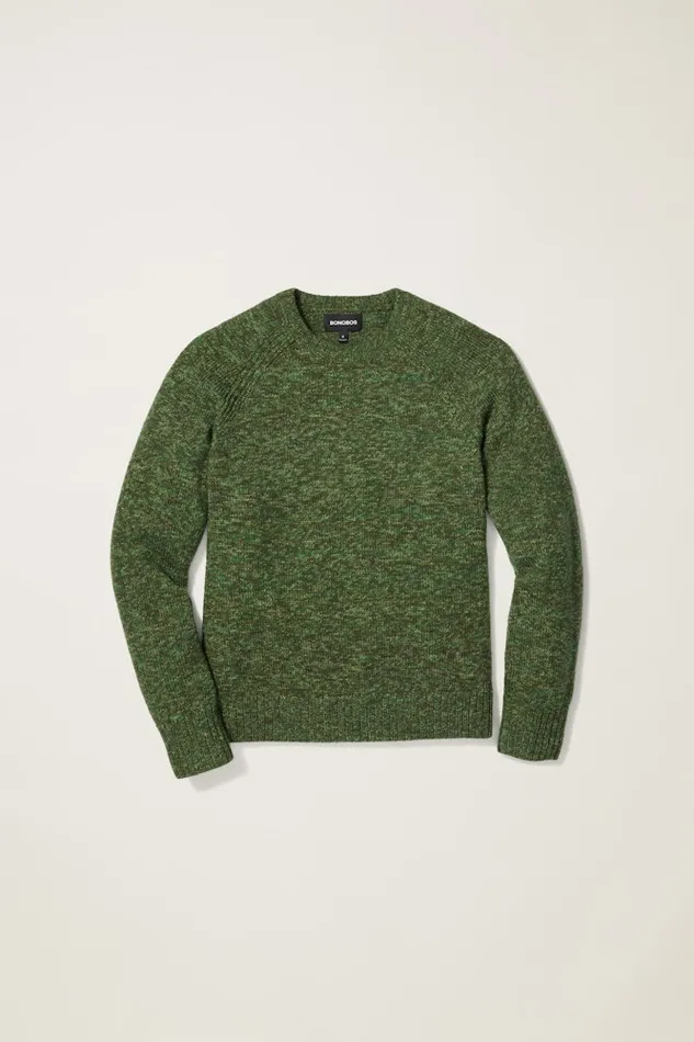 Men Bonobos Crew and VNeck Sweaters Marled Raglan Crew Neck Sweater Green Marl