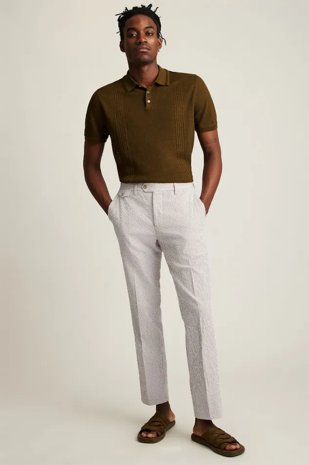Men Bonobos Dress Pants Jetsetter Italian Seersucker Dress Pant Khaki And White Stripe