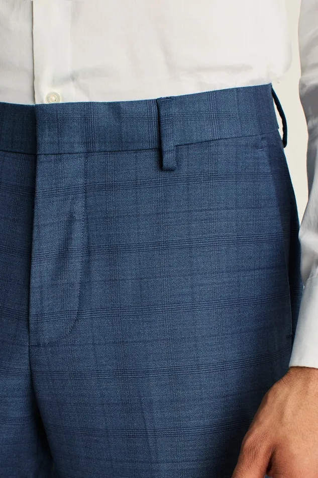 Men Bonobos Dress Pants Jetsetter Wool Dress Pant Mid Blue Glen Plaid