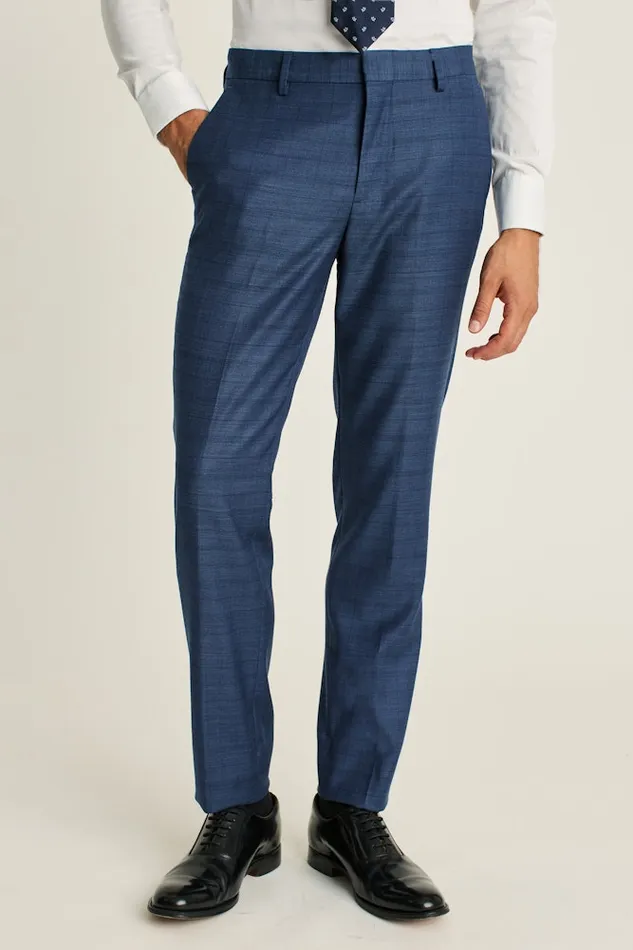 Men Bonobos Dress Pants Jetsetter Wool Dress Pant Mid Blue Glen Plaid