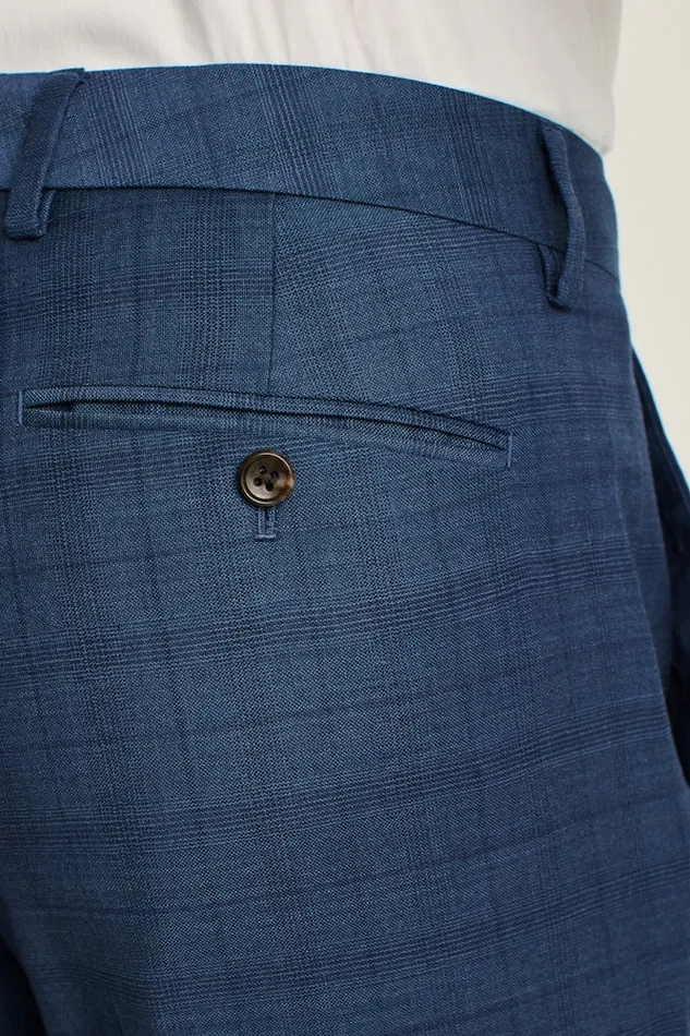 Men Bonobos Dress Pants Jetsetter Wool Dress Pant Mid Blue Glen Plaid