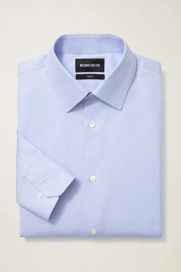 Men Bonobos Formal Dress Shirts Simple and Stylish Bonobos Jetsetter Premium Cotton Dress Shirt Blue Dobby
