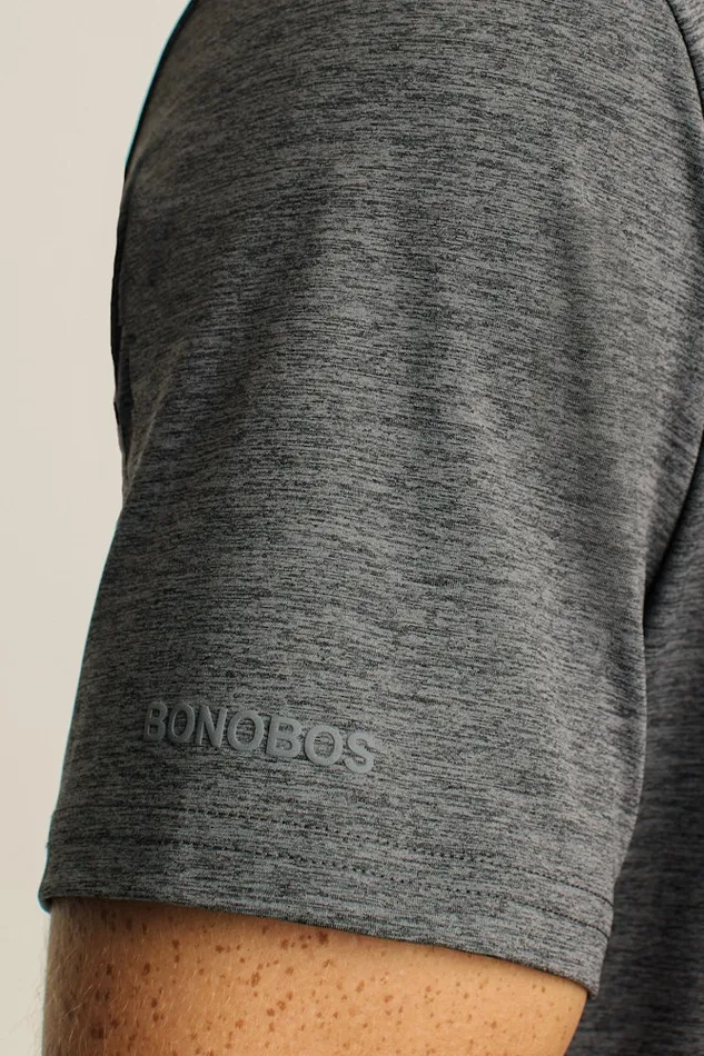 Men Bonobos Golf Polos and Tops The Performance Golf Polo Shirt Solid and Striped Heather Charcoal