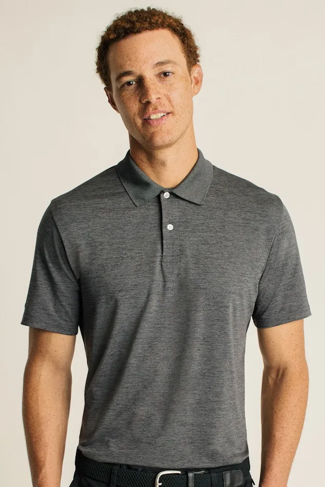 Men Bonobos Golf Polos and Tops The Performance Golf Polo Shirt Solid and Striped Heather Charcoal