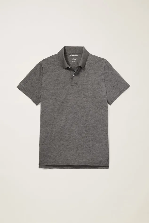 Men Bonobos Golf Polos and Tops The Performance Golf Polo Shirt Solid and Striped Heather Charcoal