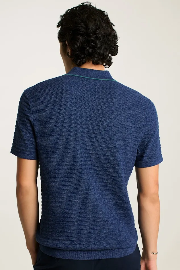 Men Bonobos Sweater Polos Hudson Sweater Polo Denim Cotton Cashmere Stripe