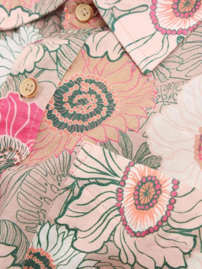 Men Botanical Printed SS Shirt Pink Print White Stuff Shirts Men Botanical Printed SS Shirt Pink Print White Stuff Shirts