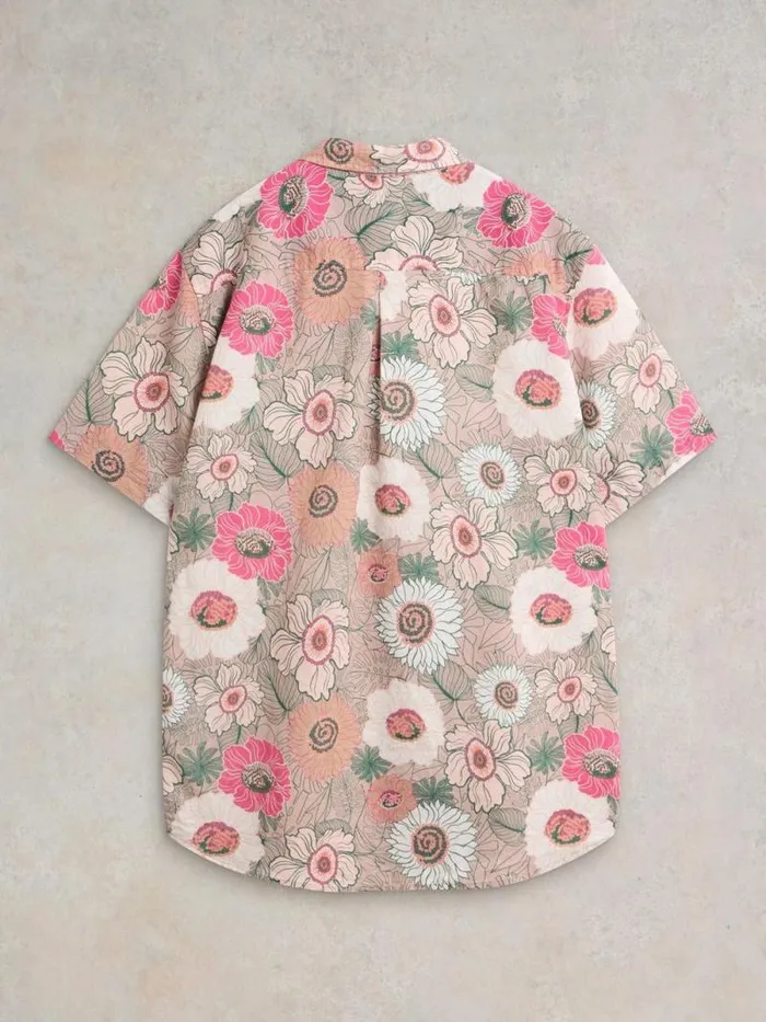 Men Botanical Printed SS Shirt Pink Print White Stuff Shirts Men Botanical Printed SS Shirt Pink Print White Stuff Shirts