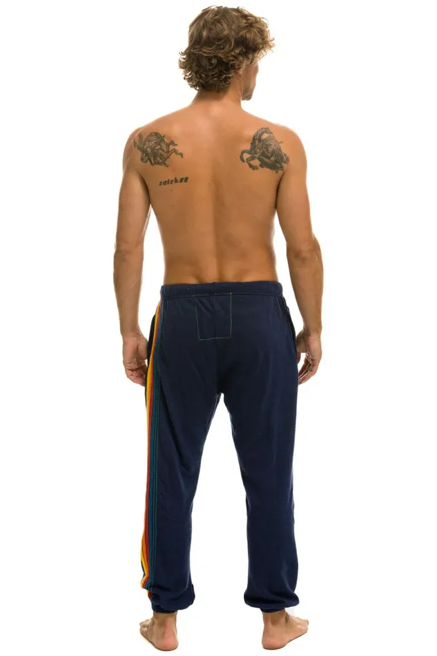 Men Bottoms Aviator Nation 5 STRIPE SWEATPANTS 8211 NAVY Men Bottoms Aviator Nation 5 STRIPE SWEATPANTS 8211 NAVY