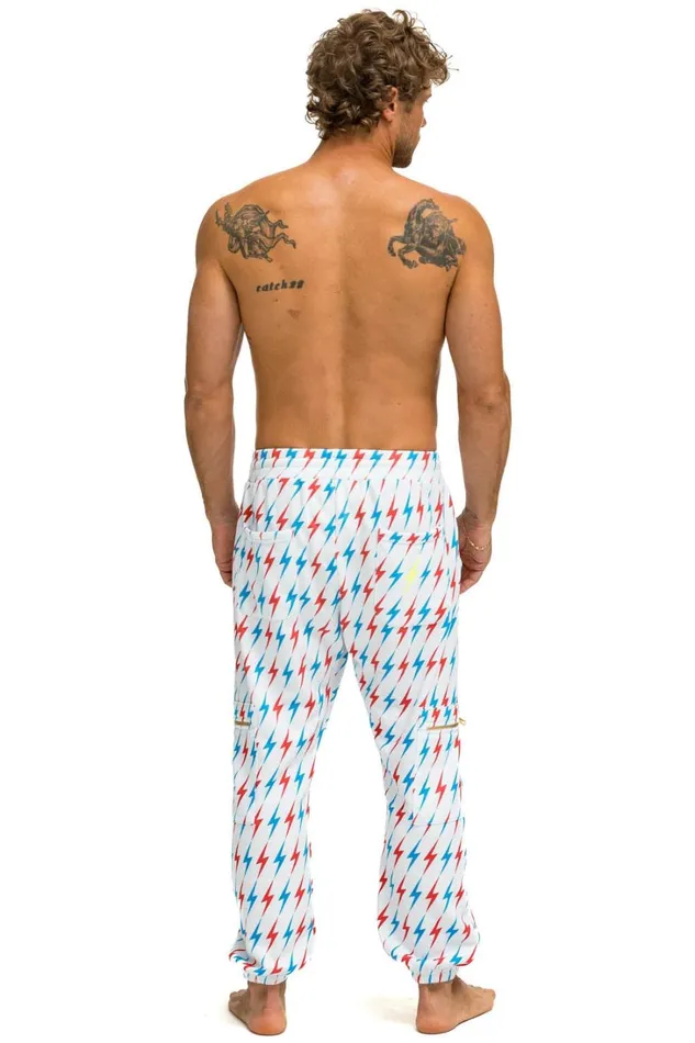 Men Bottoms Aviator Nation AVIATOR BOLT EMBROIDERY SWEATPANTS 8211 WHITE USA Men Bottoms Aviator Nation AVIATOR BOLT EMBROIDERY SWEATPANTS 8211 WHITE USA