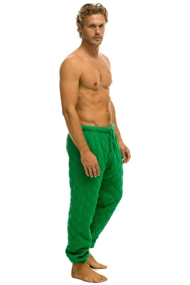 Men Bottoms Aviator Nation QUILTED SWEATPANTS 8211 KELLY GREEN