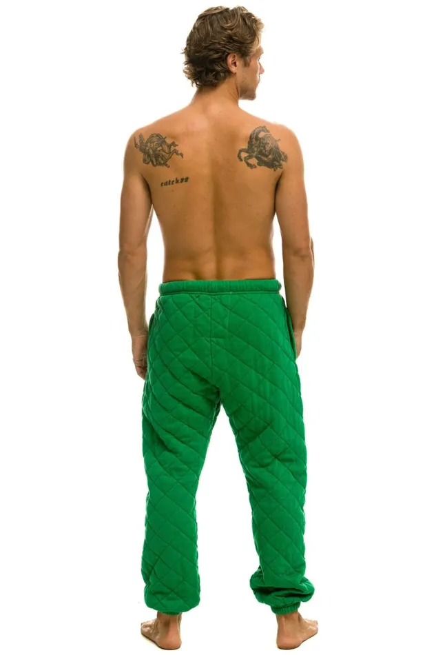Men Bottoms Aviator Nation QUILTED SWEATPANTS 8211 KELLY GREEN