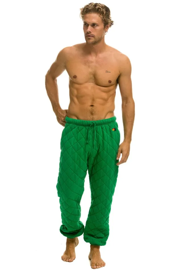 Men Bottoms Aviator Nation QUILTED SWEATPANTS 8211 KELLY GREEN