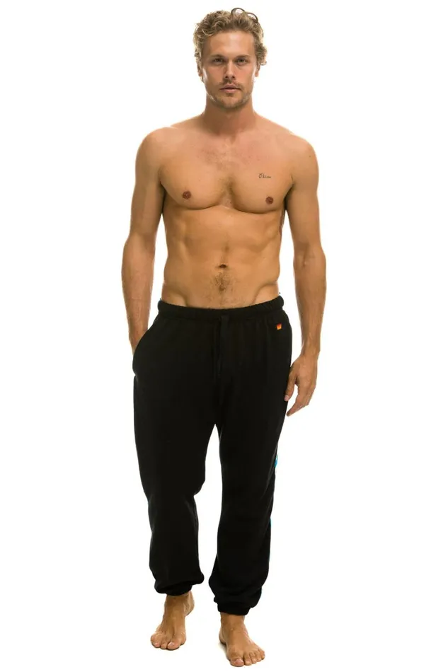 Men Bottoms Aviator Nation TIGER STRIPE SWEATPANTS 8211 BLACK BLUE TIGER Men Bottoms Aviator Nation TIGER STRIPE SWEATPANTS 8211 BLACK BLUE TIGER