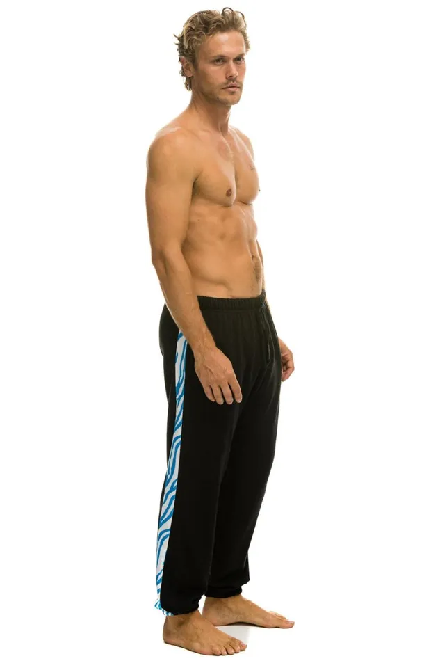 Men Bottoms Aviator Nation TIGER STRIPE SWEATPANTS 8211 BLACK BLUE TIGER Men Bottoms Aviator Nation TIGER STRIPE SWEATPANTS 8211 BLACK BLUE TIGER