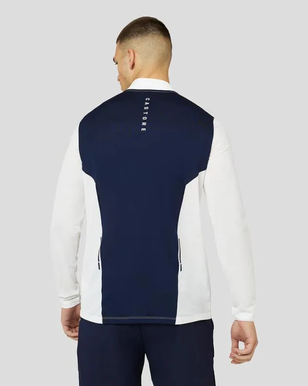 Men Castore Tops Apex Active Mesh Quarter Zip Top 8211 WhiteNavy